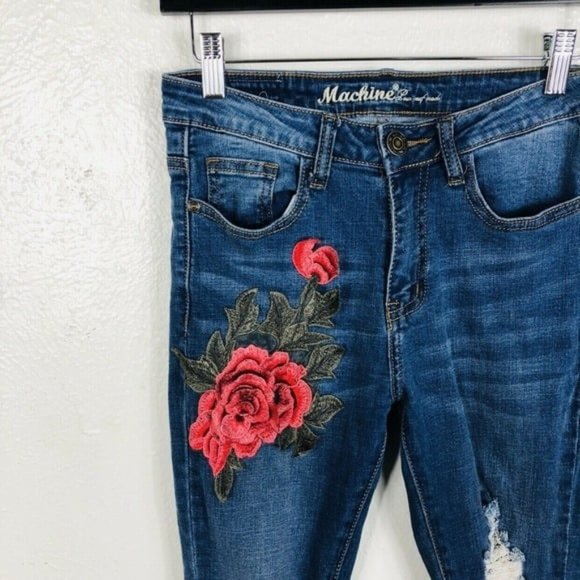 Machine Brand -  Skinny Jeans Floral Embroidered - Picture 1 of 6